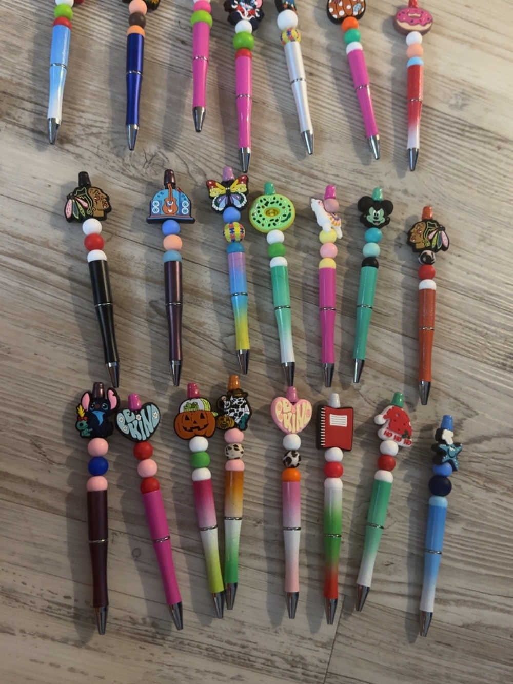 Colorful Kids Beaded Character Ballpoint Pens - Assorted Colors 3/12 extra ink
